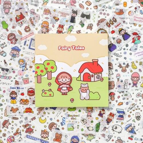 100 Sheets Fairy Tale Series Kawaii Washi Decorative Sticker DIY Diary Journal Planner Decorative Label Cute Stationery Stickers