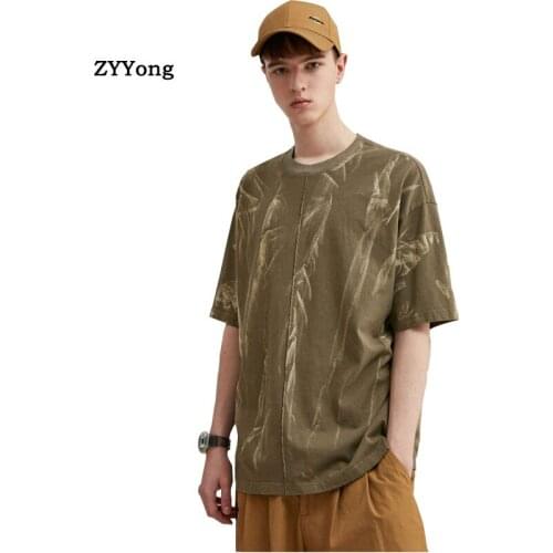 2020 New Men Green Purple Hip Hop Print T-shirt Casual Short Sleeve O-Neck Fashion Nature Printed t shirt Men Tees