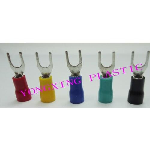 250pcs/lot SV5.5-4 insulated terminal block 12-10AWG 4-6mm2 cable red yellow blue green black five color mixed