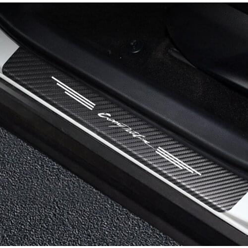 4pcs Auto Stickers Door Threshold Vinyl Protector For Mitsubishi Competition Car Door Sill Scuff Plate Guard Carbon Fiber Decor