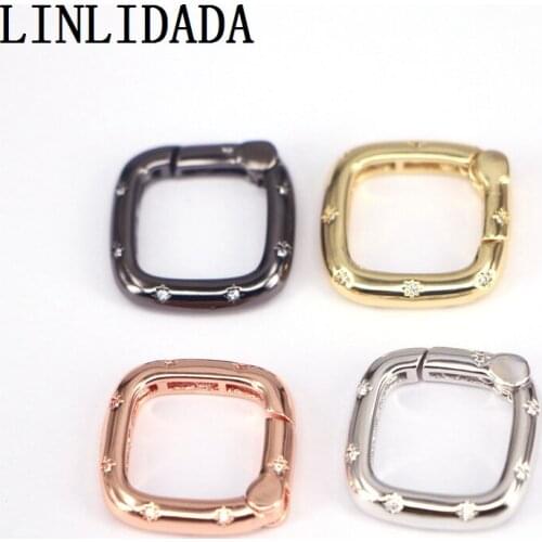5Pcs Pave CZ Lock Pendant Clasp, Square Lock Clasp, Bracelet Clasp, Necklace Metal Spring Snap Hook Clasps