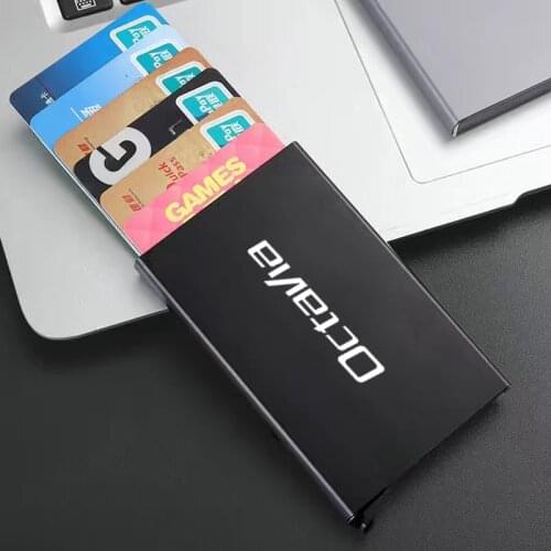 Mini Automatic Metal Anti-theft Smart Wallet Unisex Thin ID Card Holder Credit Card Holder for skoda octavia 3 a7 vrs 2 mk3 a5