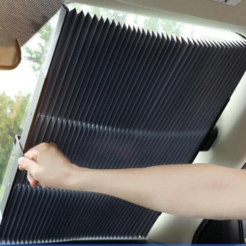 Aluminum Film Automatic Retractable Sunshade Front Sunscreen Vehicle Sun Visor Windshield Summer Car Sunshade