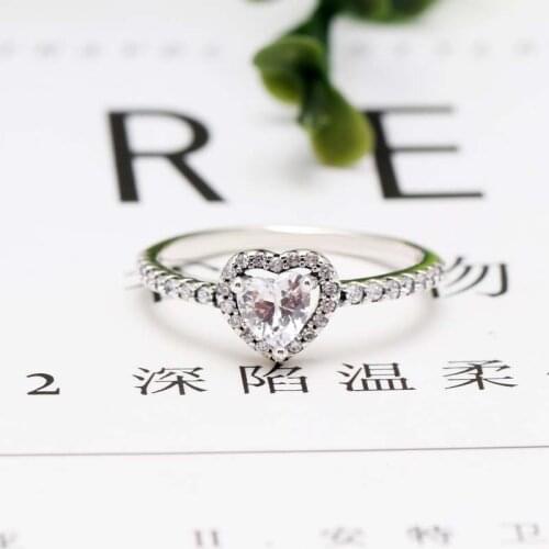 Free shipping Authentic 925 Sterling Silver Heart Rings CZ Crystal Ring For Women European Original DIY Jewelry