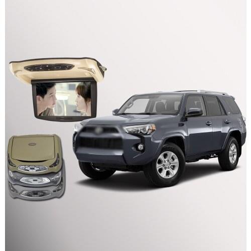 BigBigRoad For Toyota 4runner Car Roof Mounted In Car LED Digital Screen Support HDMI USB FM TV Game IR Remote Flip Down DVD