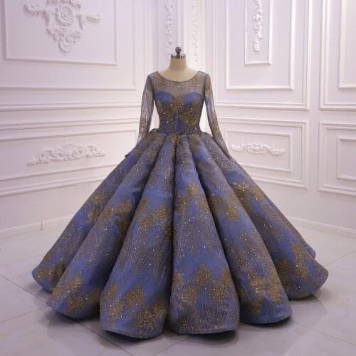 Long sleeves glitter fabrics sparkling prom dress evening dress stock ready ship now