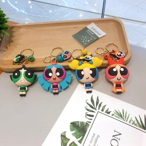2020 cosplay Keychains Cute Powerpuff Girl Action Figure Key Chain Couples Bag Pendant Cartoon Character cute keychain