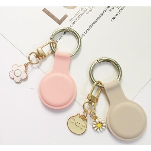 For AirTag case Cute Korea flower cat Luxury key chain silicone Case for Air Tags Locator Tracker Anti-lost Protective Cover