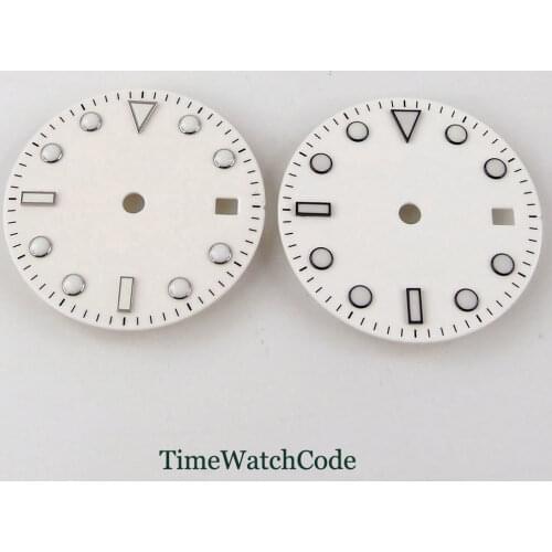 28.5mm watch dial parts white dial fit for Miyota8215 821A 82 series ETA2836 2824 2813 3804 luminous blue lume