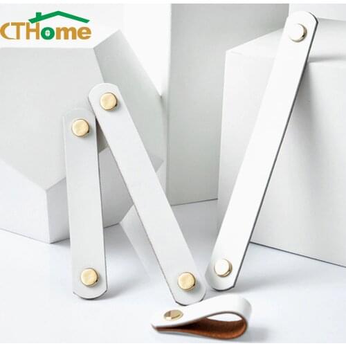 CTHOME Leather Dresser Handle Wardrobe Drawer Pulls Equipment Cabinet Kitchen Handle Black Door Knobs And Handles For Furniture