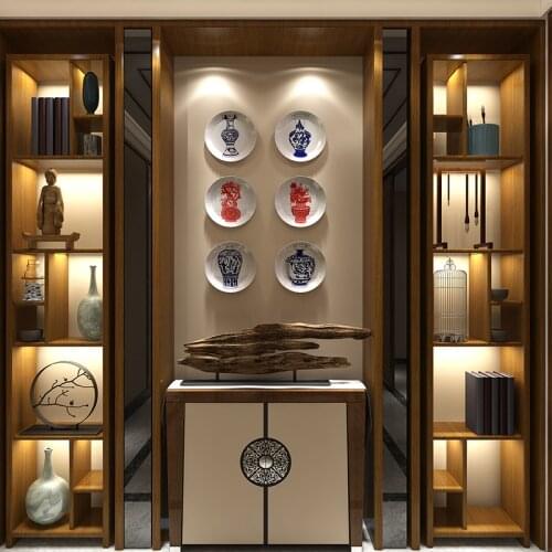 Chinese Style Plates Decorative Wall Hanging Dishes Blue and white porcelain Art Ceramic Plate Home Hotel Studio Decoration