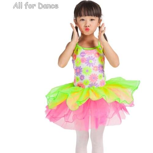 Discount Child Sequin Ballet Tutu Green Wiht Pink Jazz/Ballet/Tap Dance Costumes Ballerina Dance Tutu
