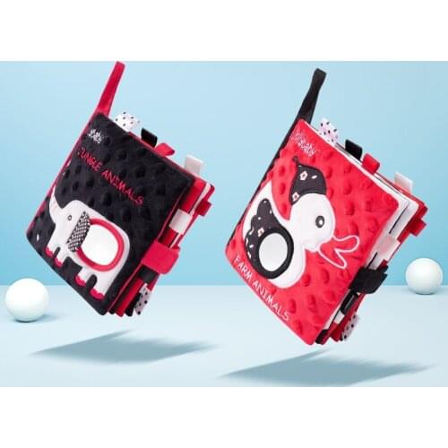 Baby cloth story book Black white red visual Contrast 0-12 month kindergarten kid early Learning education toy for children Gift