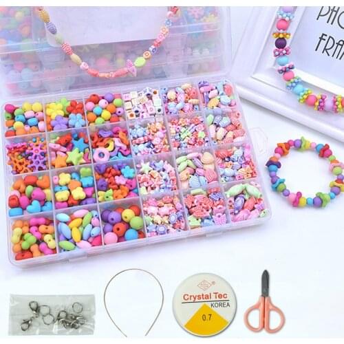 DIY Handmade Beaded Childrens Toys Creative Loose Spacer Beads Making Bracelet Necklace 24 Grid Girl Jewelry Set Girl Toy Gift