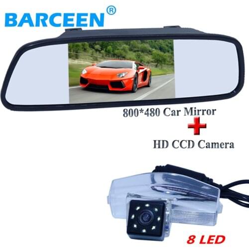 For kinds of car parking mirror 5" +shock-proof car rear reversing camera bring 8 led adapt for MAZDA 2 for MAZDA 3