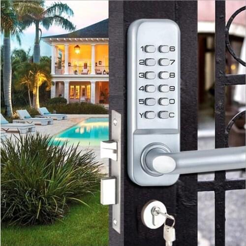 Waterproof Swing Iron Gate lock Double side Keypad Garden lock Fireproof Handle lock Key Mechanical Digital Lock Combination