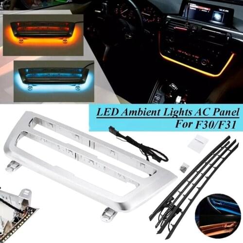 DHBH-Chrome Car Dashboard Cover Trim AC Panel LED Ambient Light Interior Door Ambient Light Strip for-BMW 3 Series F30 F31