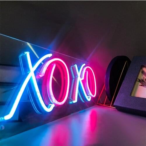 LED Neon Sign Light XOXO Neon Light Led Flex Visual Artwork Bar Pub Club Wall Hanging Decoration Neon Light Wedding Decoration