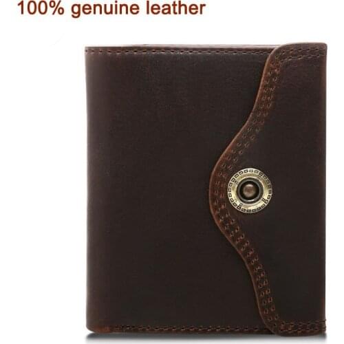Men Wallet Leather Genuine Coin Purse Solid Men Wallets Leather Credit ID Card Holder Short Carteira Masculina Boyfriend Gift