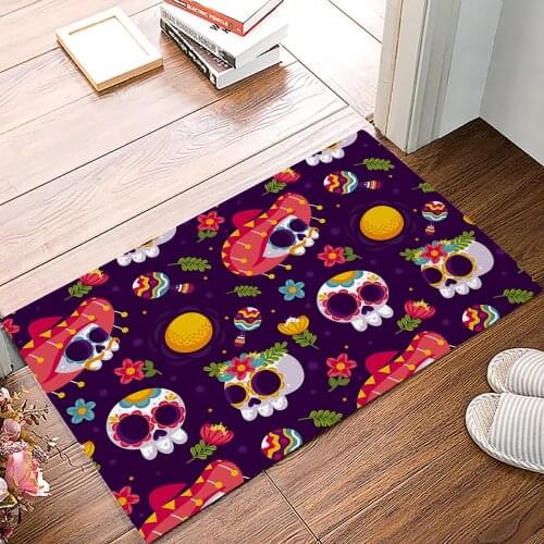 Skull Hat Doormat for Entrance Door Bathroom Hallway Non-Slip Rugs Home Decor Kitchen Mats