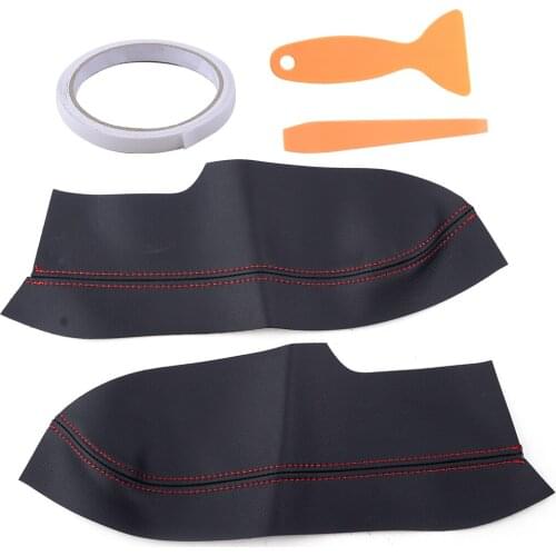 Car Rear Door Armrest Panel Cover Premium Interior Black Cap Synthetic Leather fit for Honda Civic 2006 2007 2008 2009 2010 2011