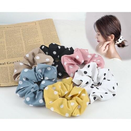 Fashion Retro Vintage Hair Bands For Women Girls Wave Dots Cute Elegant Headwear Elastic Big Hair Tie Scrunchie Hair Accessories