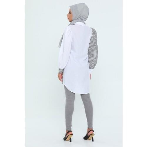 Striped Garnish Womens Tunic 3 Different Colors Muslim tops Muslim sets Tunic women Abayas Modest tops Muslim tunic Muslim tops