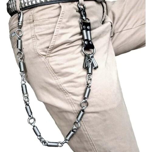 Hip hop Punk Men Spring Coiled Belt Waist Key Chain Male Pants Chain Jeans Punk Metal Pants Rock Clothing Accessories Jewelry