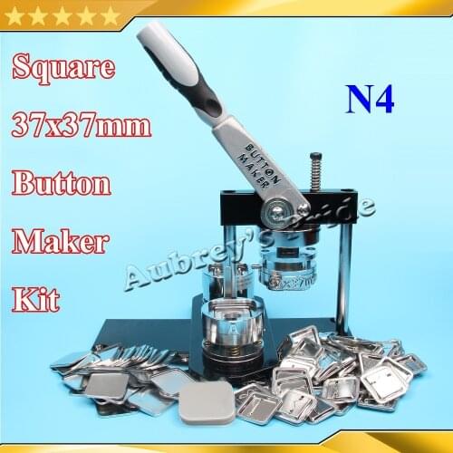 NEW Professional N4 Square 37x37mm Badge Button Maker Machine +100 Set Metal Pinback Button Supplies