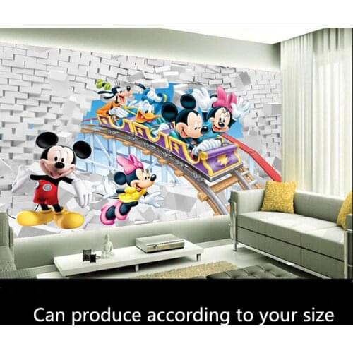 Custom papel DE parede infantil, roller coaster cartoon murals for children room, boys and girls bedroom wall wallpaper