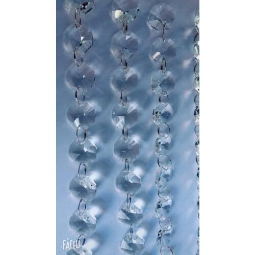 15 strands 2 holes clear 14mm octagon beads crystal chandelier lamp parts prism ornaments