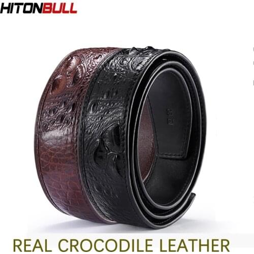 HITONBULL Mens Crocodile Belt Whole Crocodile Leather Without Stitching Belts High-end Luxury Brand Men Leather Waistband