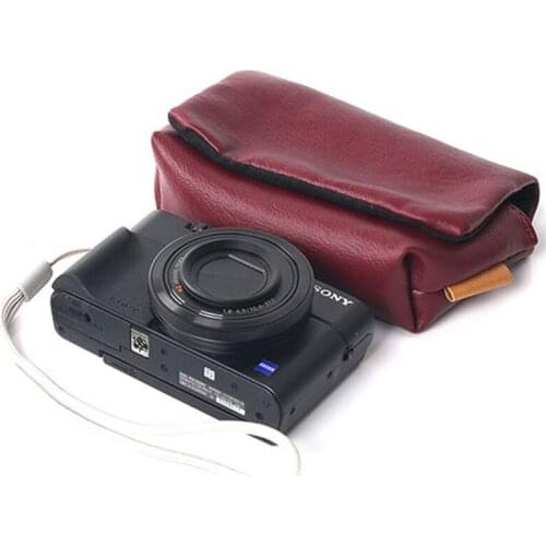 Roadfisher PU Leather Portable handbag Camera Bag Insert Storage Pocket For Sony Black Card DCS-RX100 M2 M3 M4 Canon G7X G9X