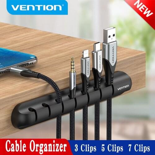 Vention Cable Holder Silicone Cable Organizer USB Winder Desktop Tidy Management Clips Holder For Mouse KeyboardEarphone Headset