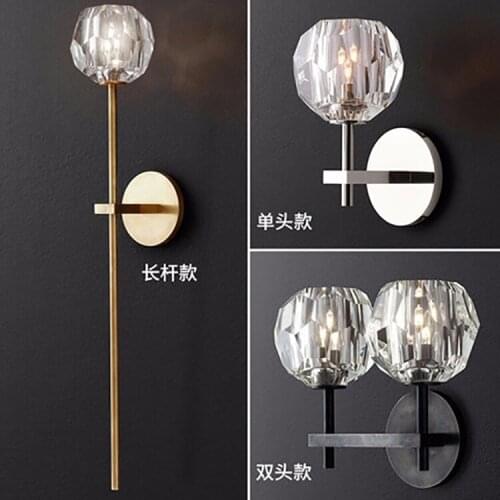 Modern loft light gooseneck crystal wall lights bedroom light wood corridor wall lamp corridor dining room wall lamp