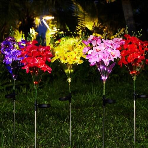 LED Solar Light Simulation Clivia Flower Outdoor Waterproof Garden Lawn Stakes Lamps Yard Art for Home Courtyard Decoration