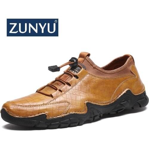 ZUNYU New Fashion Men Casual Leather Shoes Quality Leather Men Shoes Loafers Flats Outdoor Moccasins Shoes Man Plus Size 38-48
