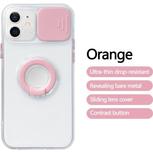 Ultra-thin Slider Camera Privacy Protection Phone Case For iPhone 12 11 Pro XS Max XR X 8 7 Plus Luxury Ring Bracket Cover