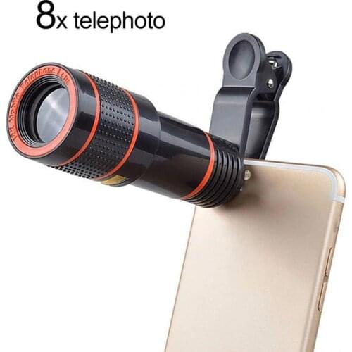Clip-on 8x 12x Optical Zoom Universal Telescope Camera Lens For Cell Phone IPhone Mobile Phone Telescope Focus Lens Accessories