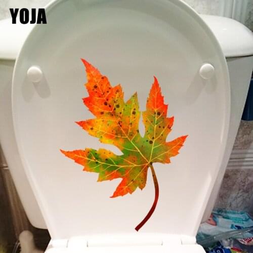 YOJA 15.7X22.3CM Simple Red Maple Leaf Creative Toilet Seat Sticker Kids Room Wall Decor Decal T1-1457