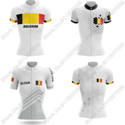 Women Belgium 2021 Cycling Jersey Short Sleeve Summer Cycling Clothing Road Bike Shirts Bicycle Tops MTB Wear Uniform Maillot