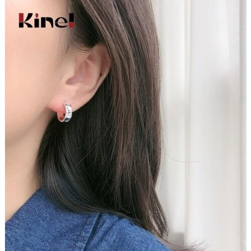 Kinel Genuine 925 Sterling Silver Semicircle Type C Stud Earrings Silver for Women Fashion Silver Earring Fine Jewelry