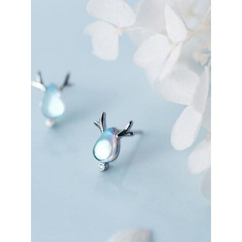 MloveAcc 925 Sterling Silver Cute Elk Stud Earrings for Women Best Gifts Korean Fashion Jewelry Brincos