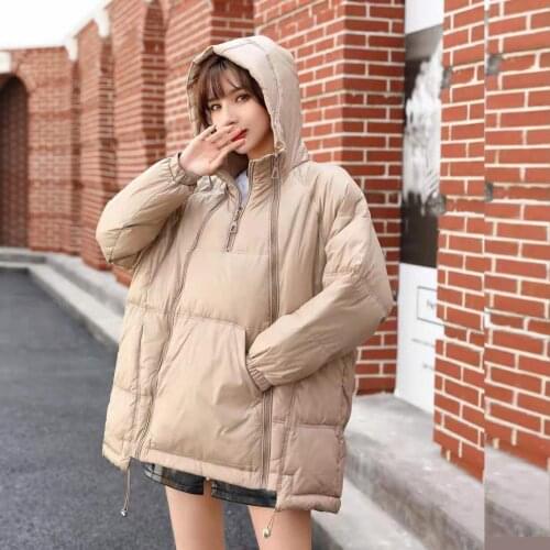 2021 New Down Jacket Women Autumn Winter Loose Korean White Duck Down Coat Womens Trendy Zipper Parka Female Outwear