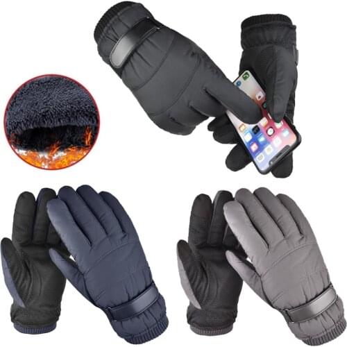 1 Pair Thicken Fleece Outdoor Cycling Gloves Touch Screen Waterproof Gloves Winter Warm Climbing Skiing Sports Anti-slip Gloves