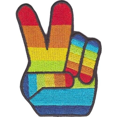 10pcs/lot OK Gesture Embroidery Patches Rainbow Backpack Clothing Decoration Accessories Diy Iron Heat Transfer Applique