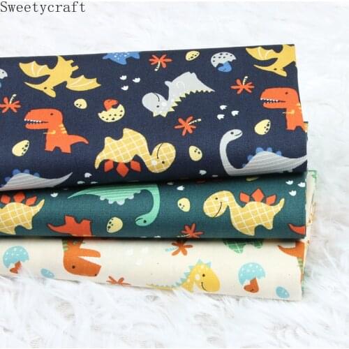 110x45cm Thin Cotton Fabric Cartoon Dinosaur Print Cloth Sewing Bag Cushion Garment Quilting Fabrics Patchwork Needlework DIY