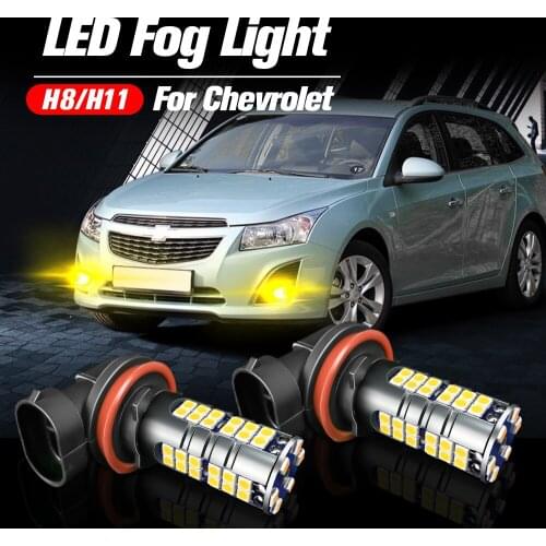 2pcs LED Fog Light Blub H11 H8 Lamp Canbus For Chevrolet Impala Malibu Cobalt Equinox Cruze Orlando Sonic Spark Trax 2013-2019