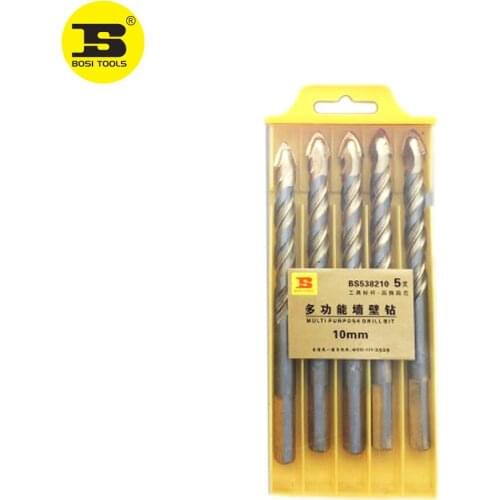 BOSI 5pc 10mm Multipurpose Spear Head Wall Ceramic Tile Glass Plastic Wood Hole Drill Bits