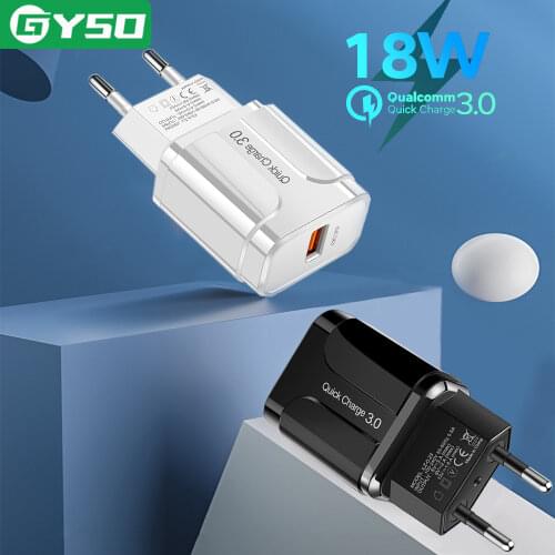 3A Quick Charge 3.0 USB Charger EU Wall Mobile Phone Charger Adapter for iPhone X MAX 7 8 QC3.0 Fast Charging for Samsung Xiaomi